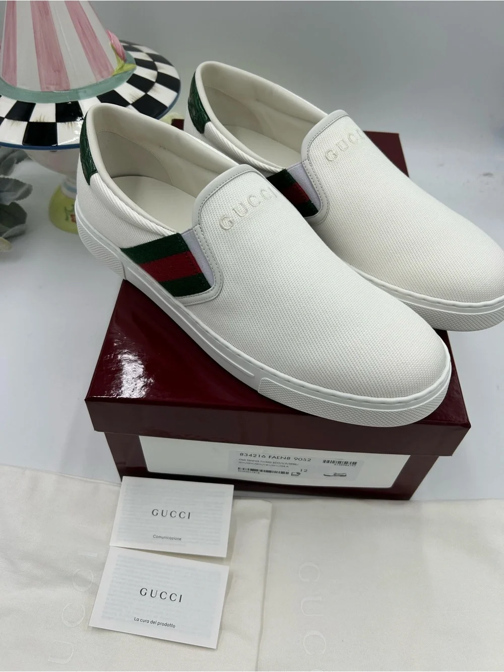 Men's Gucci ace slip on sneaker size 12 fits 13 US made in Italy